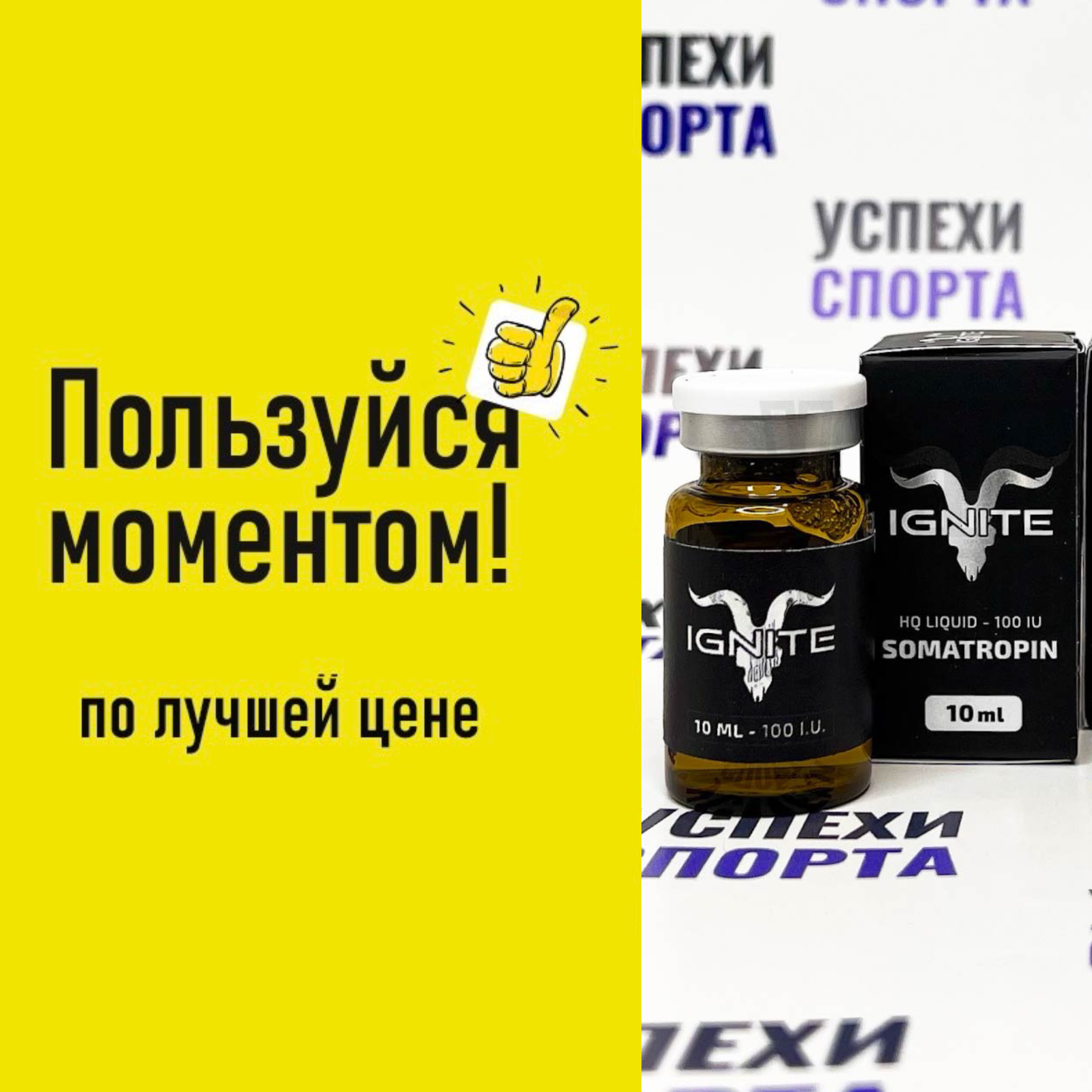 Somatropin IGNITE 1000 ед (гормон роста жидкая форма) - 10 виал по 100ед. АКЦИЯ